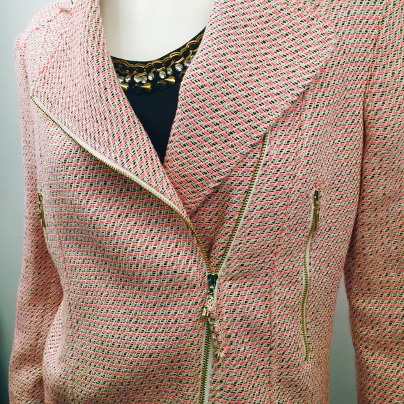 MNG Mango Colletion pink black tweed moto jacket - Picture 3 of 4